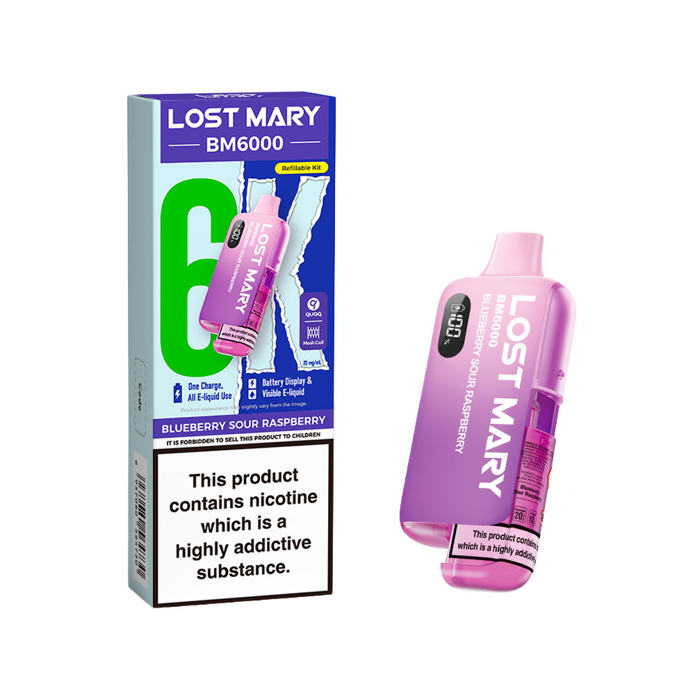 Lost Mary BM6000 Rechargeable Pod Kit 20mg Blueberry Sour Raspberry