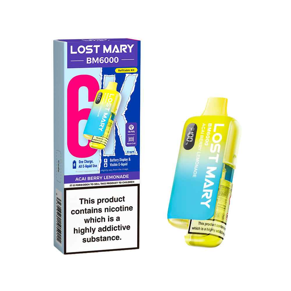 Lost Mary BM6000 Rechargeable Pod Kit 20mg Acai Berry Lemonade