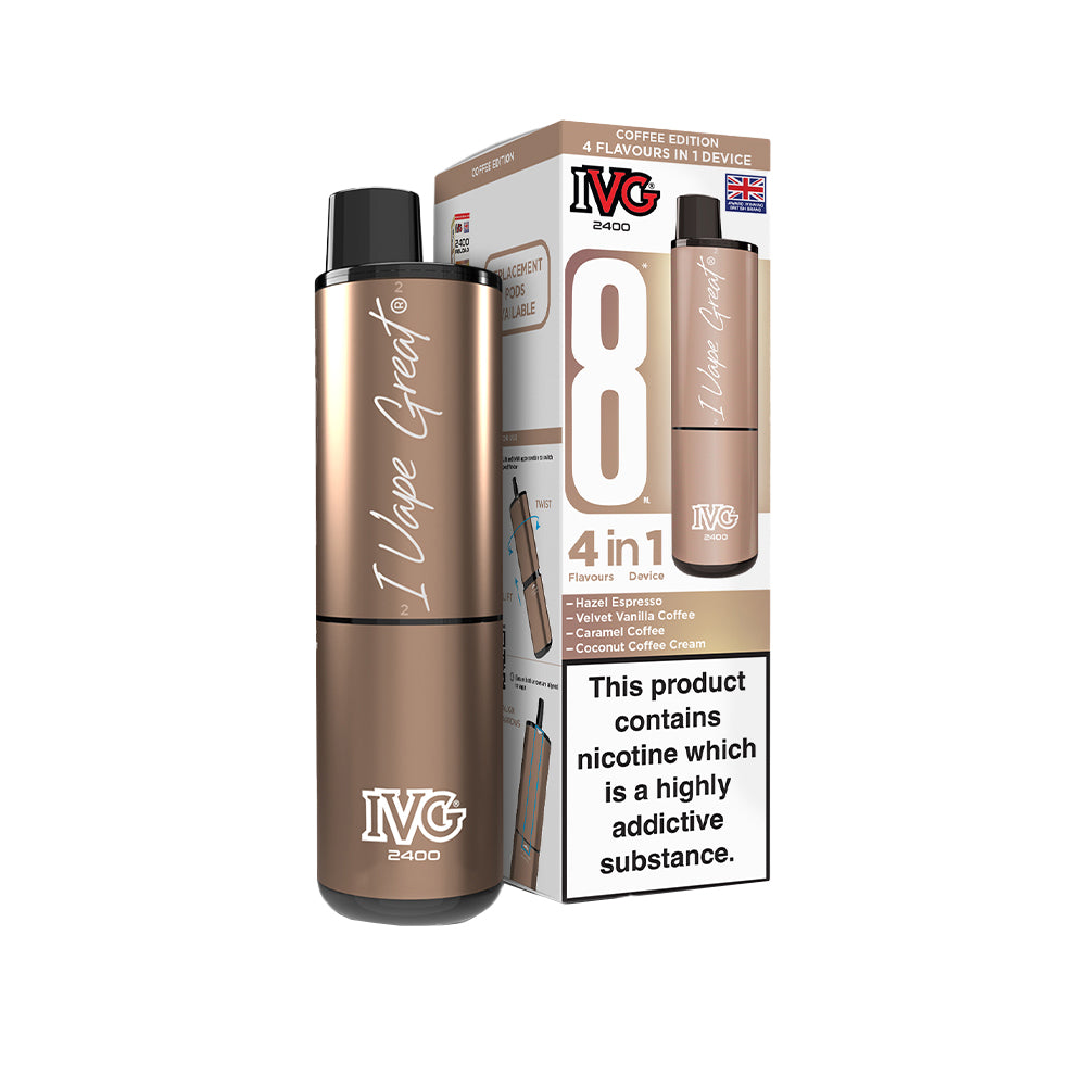 ivg vape 2400 20mg IVG 2400 4 in 1 Pod Rechargeable Vape Kit 2400 Puffs