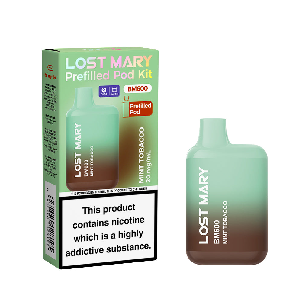 Lost Mary BM600 Rechargeable Pod Kit Mint Tobacco  Vape Local