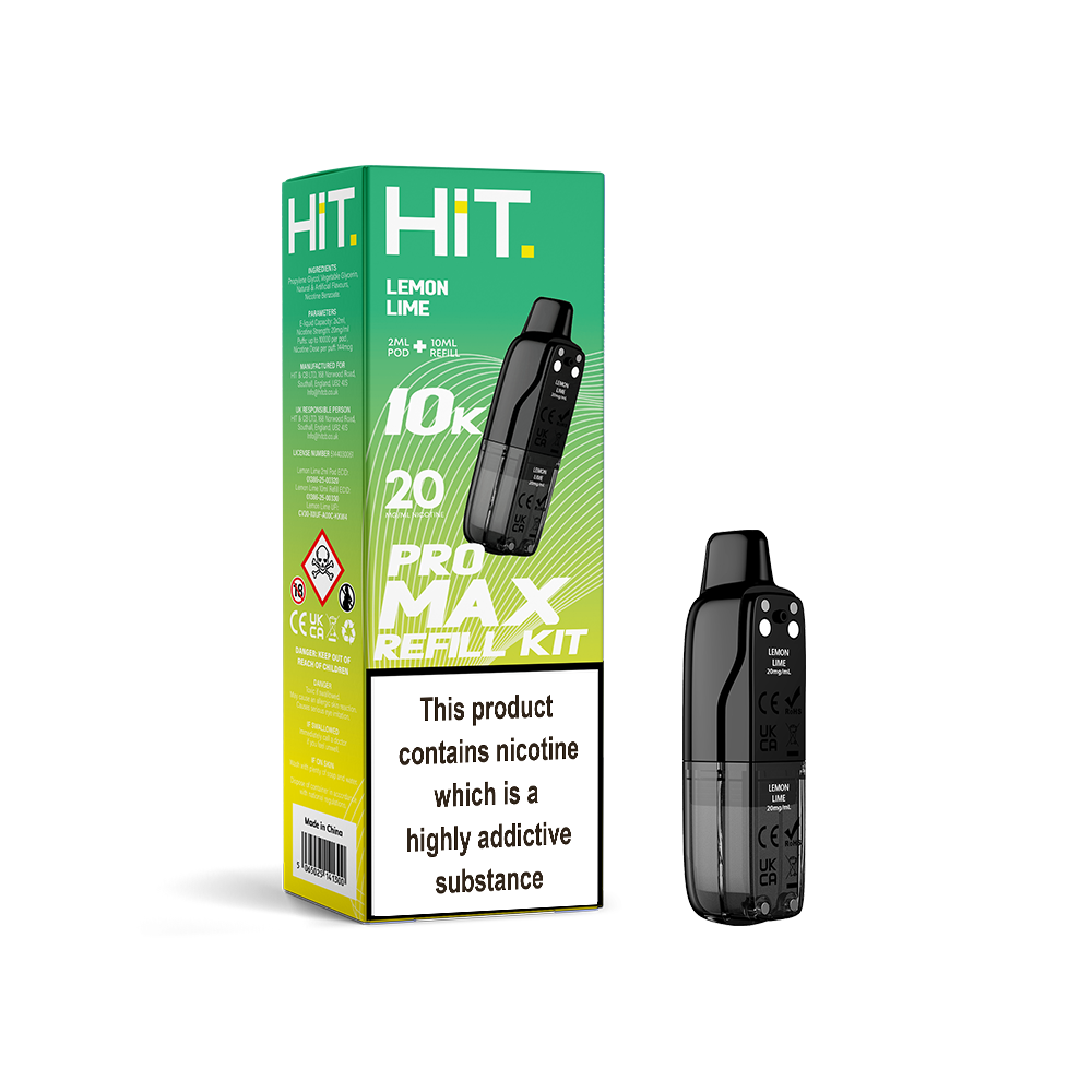 vape age restrictions uk Hit Pro Max 2+10 Refill Kit Lemon Lime 20mg – Vape Local