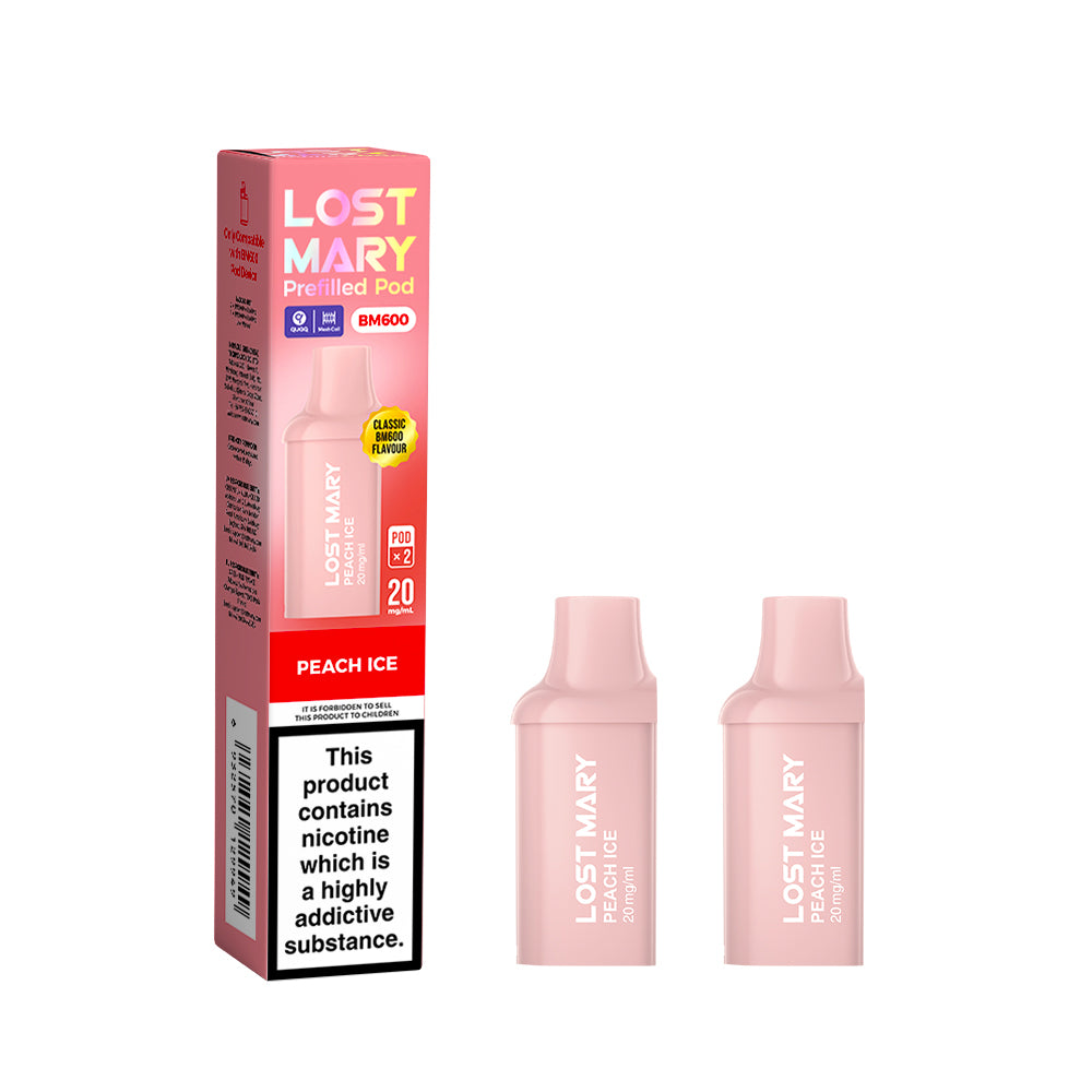 Lost Mary BM600 Rechargeable 2 x Prefilled Pods Peach Ice