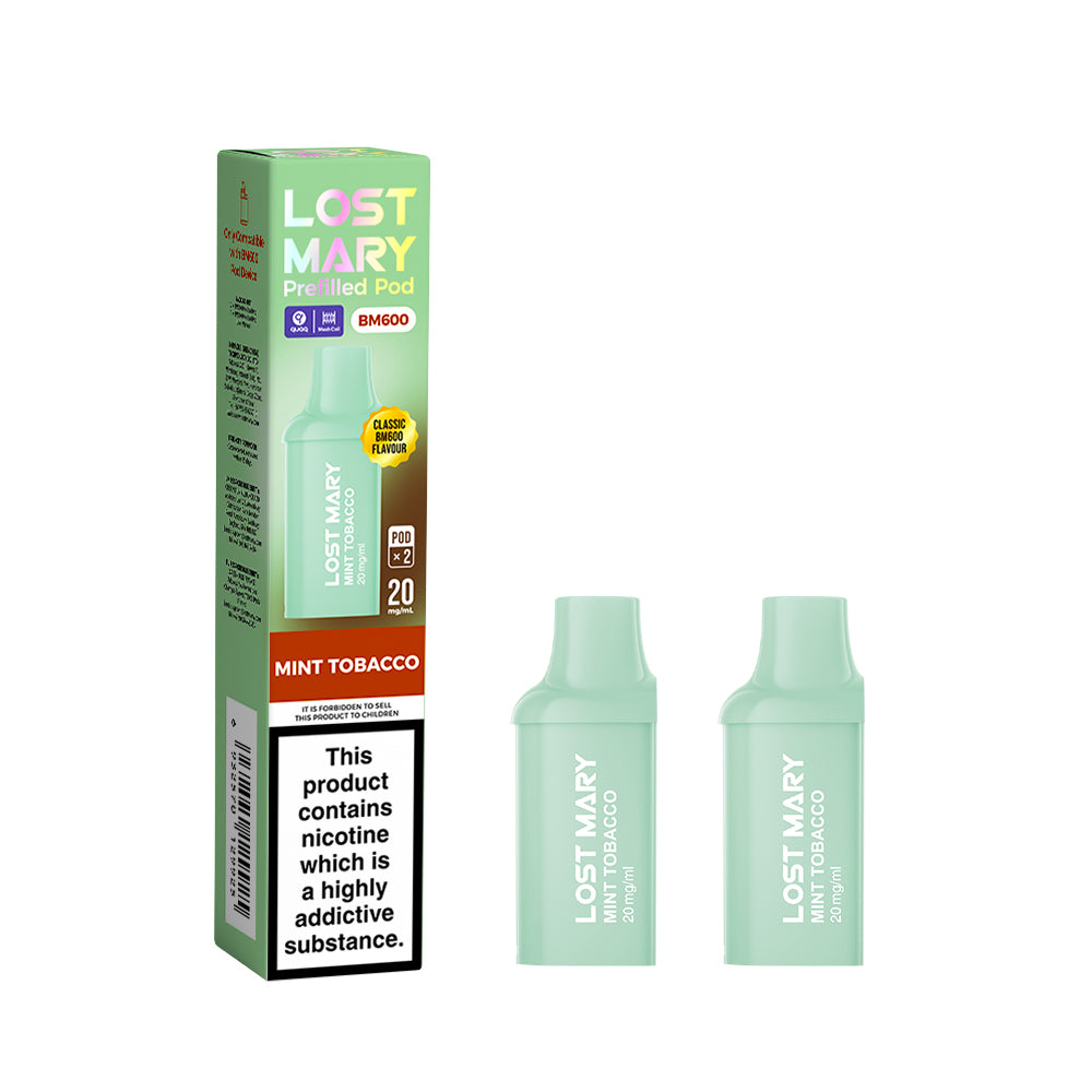 Lost Mary BM600 Rechargeable 2 x Prefilled Pods Mint Tobacco