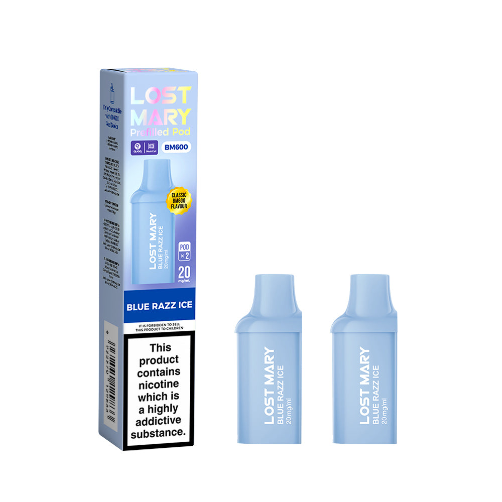 Lost Mary BM600 Rechargeable 2 x Prefilled Pods Blue Razz Ice