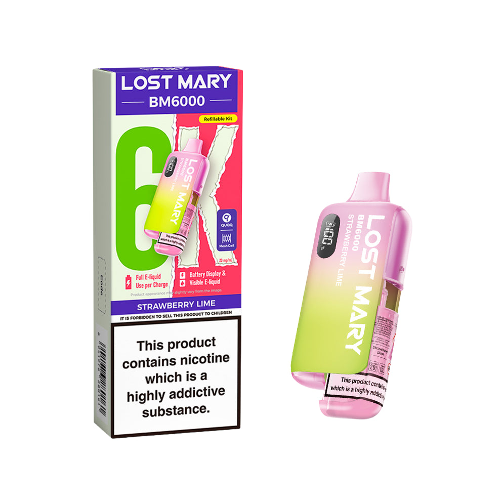 Lost Mary BM6000 Rechargeable Pod Kit 20mg Strawberry Lime