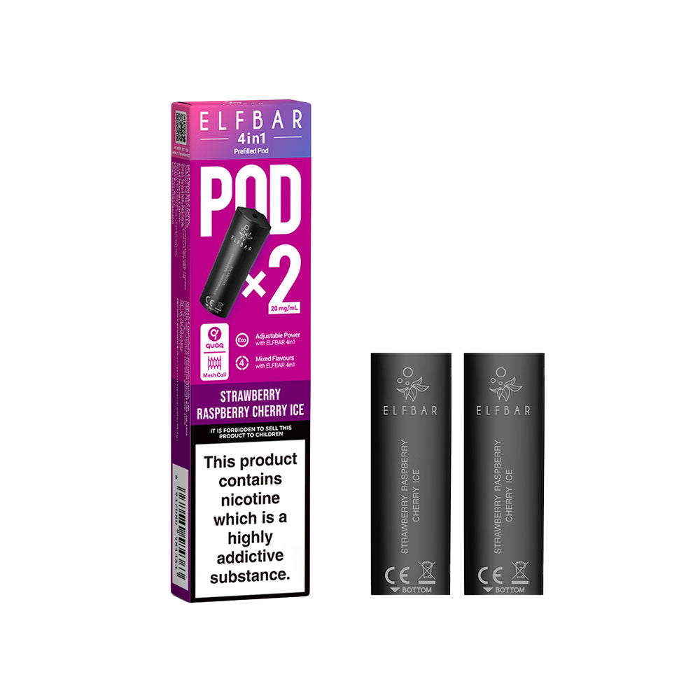 ELFbar 4in1 Prefilled Pod 2 Pack Strawberry Raspberry Cherry Ice 20mg