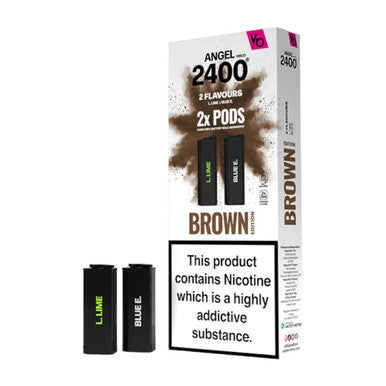 Angel 2400 Brown Edition Pod 2 Pack - Lemon Lime & Blue Raspberry E 20mg